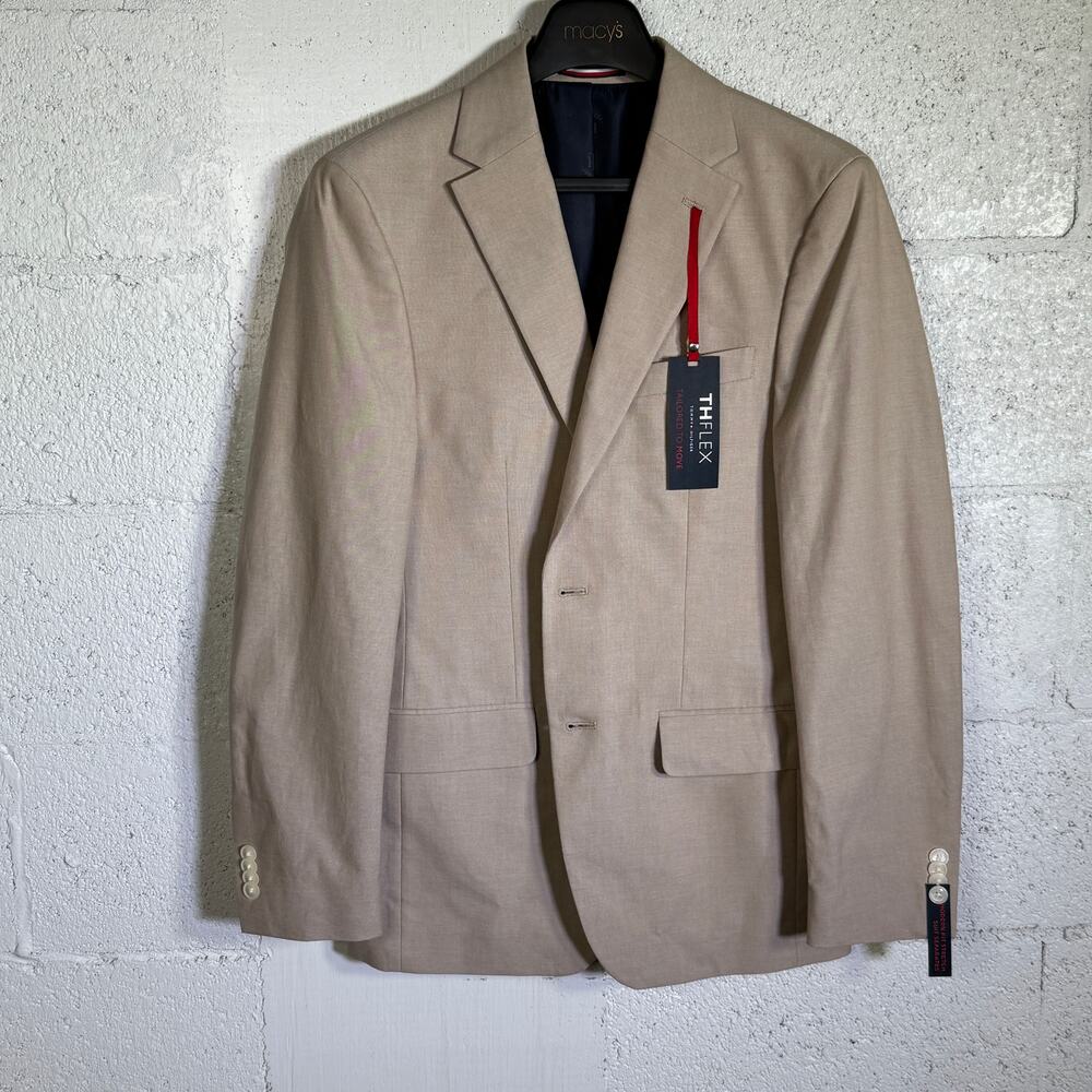 Tommy Hilfiger Men's Modern-Fit Th Flex Stretch Chambray Jacket Tan 36R $360